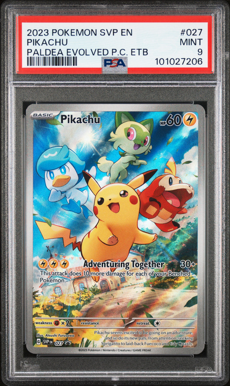 Pikachu 027 Paldea Evolved Black Star Promo PSA 9 101027206