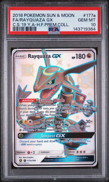 Rayquaza GX 177a Sun & Moon Hidden Fates Full Art Promo PSA 10 143719364