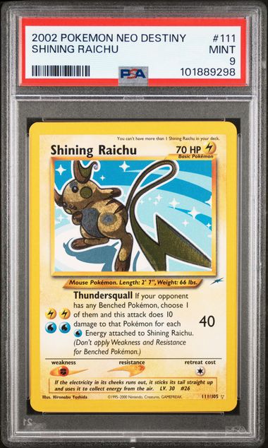 Shining Raichu 111/105 Neo Destiny Secret Rare Holo PSA 9 101889298