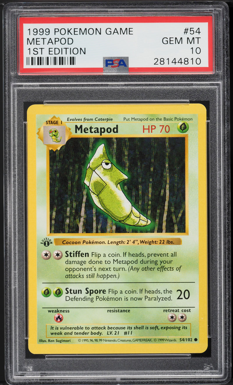 Metapod 54/102 Base Set 1st Edition PSA 10 28144810