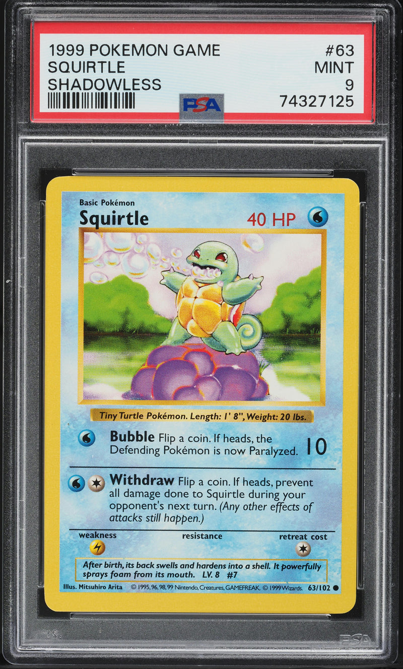 Squirtle 63/102 Base Set Shadowless PSA 9 74327125