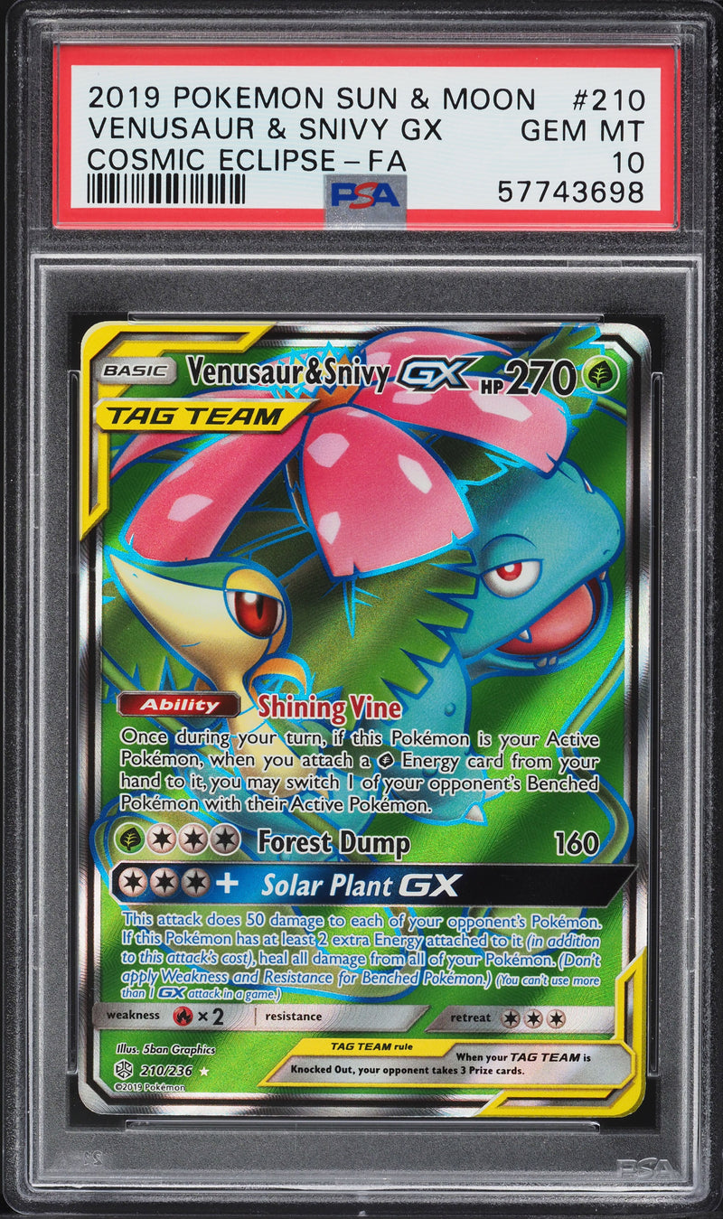 Venusaur & Snivy GX 210/236 Cosmic Eclipse PSA 10 57743698