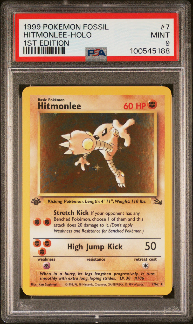 Hitmonlee 7/62 Fossil 1st Edition PSA 9 100545188