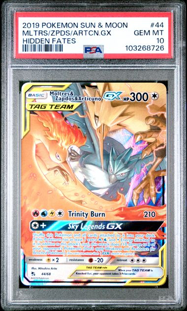 Moltres&Zapdos&Articuno GX 44/68 Hidden Fates PSA 10 103268726
