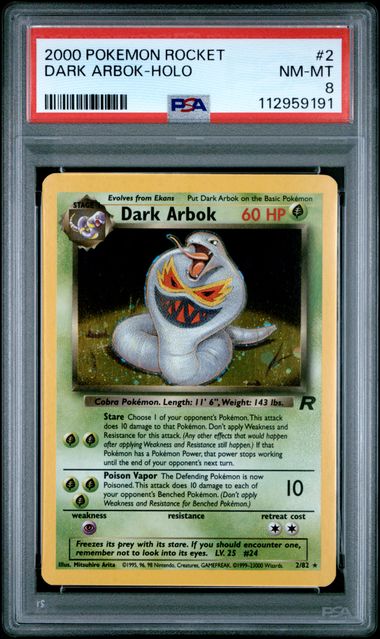 Dark Arbok - Holo 2/82 Team Rocket PSA 8 112959191