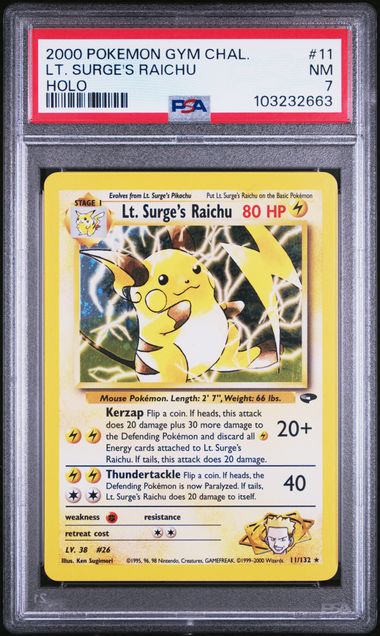 Lt. Surge's Raichu 11/132 Gym Challenge PSA 7 103232663
