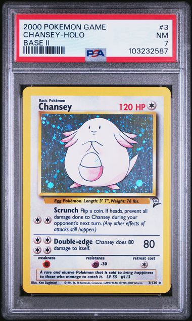 Chansey - Holo 3/130 Base Set 2 PSA 7 103232587