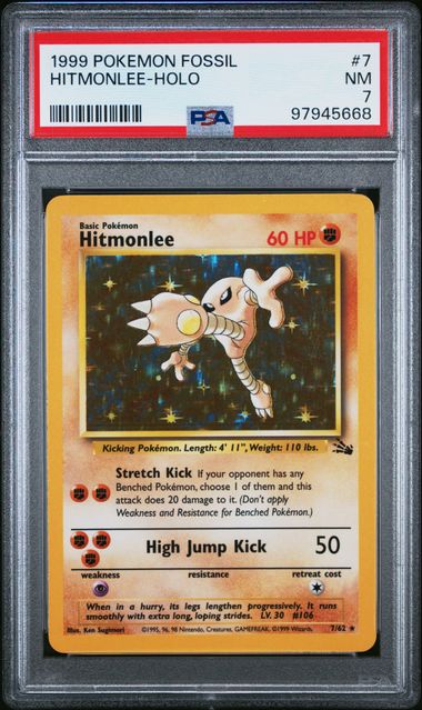 Hitmonlee 7/62 Fossil PSA 7 97945668