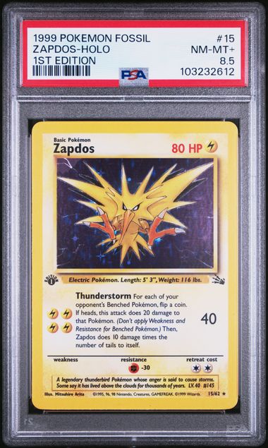 Zapdos 15/62 Fossil 1st Edition PSA 8.5 103232612