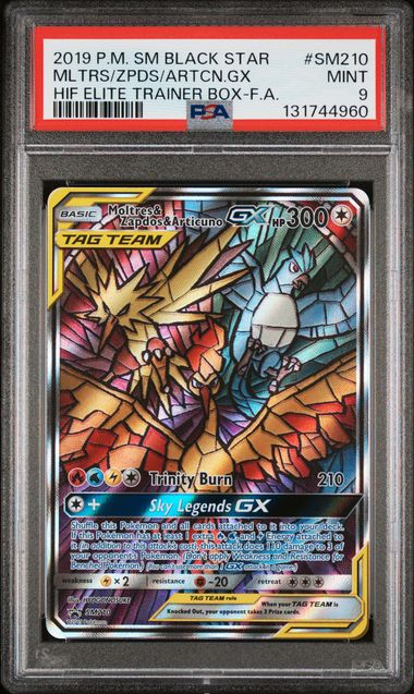 Moltres & Zapdos & Articuno GX SM210 Black Star Promo PSA 9 131744960