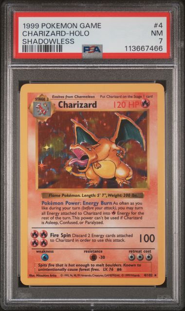 Charizard - Holo 4/102 Base Set Shadowless PSA 7 113667466