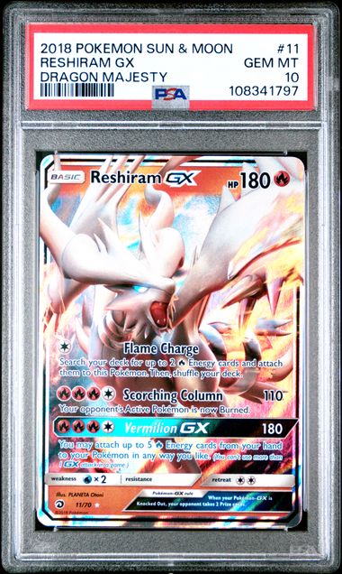 Reshiram GX 11/70 Dragon Majesty PSA 10 108341797