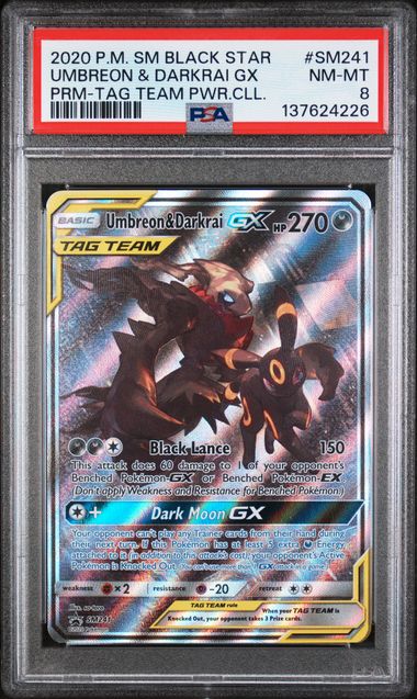 Umbreon & Darkrai GX SM241 Black Star Tag Team Power PSA 8 137624226