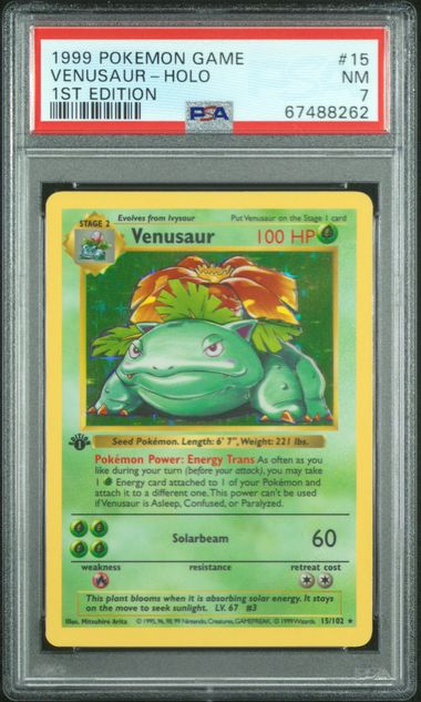 Venusaur - Holo 15/102 Base Set 1st Edition PSA 7 67488262