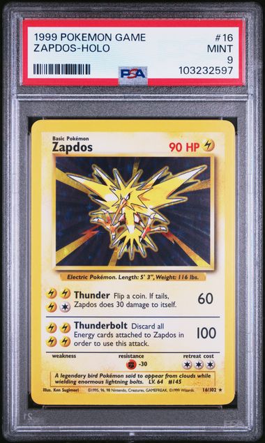 Zapdos - Holo 16/102 Base Set PSA 9 103232597