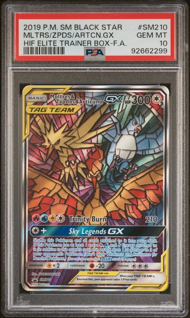 Moltres & Zapdos & Articuno GX Tag Team SM210 Hidden Fates Promo PSA 10 92662299