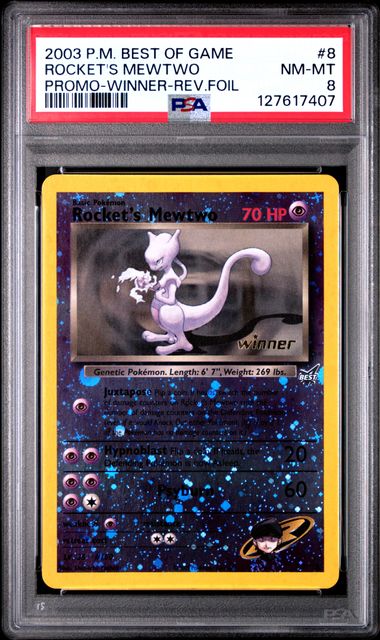 Rocket's Mewtwo Best of Game Winner WOTC Promo Reverse Holo PSA 8 127617407