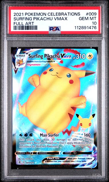 Surfing Pikachu VMAX 009/025 Celebrations PSA 10 112891476