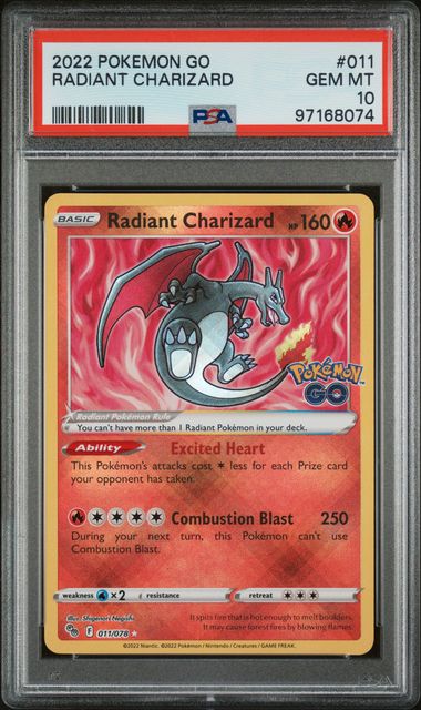 Radiant Charizard 011/078 Pokemon Go PSA 10 97168074
