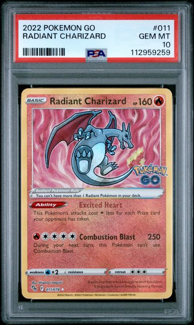 Radiant Charizard 011/078 Pokemon GO PSA 10 112959259