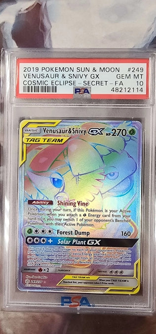 Venusaur & Snivy GX Sun & Moon: Cosmic Eclipse PSA 10 48212114