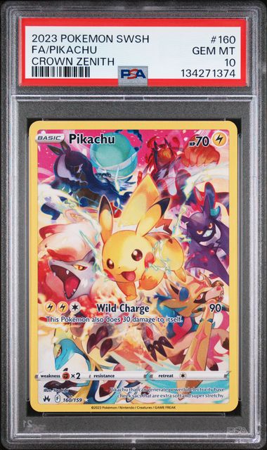 Pikachu 160/159 Crown Zenith Secret Rare PSA 10 134271374