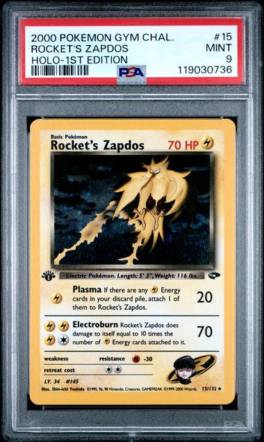 Rocket's Zapdos - Holo 15/132 Gym Challenge 1st Edition PSA 9 119030736
