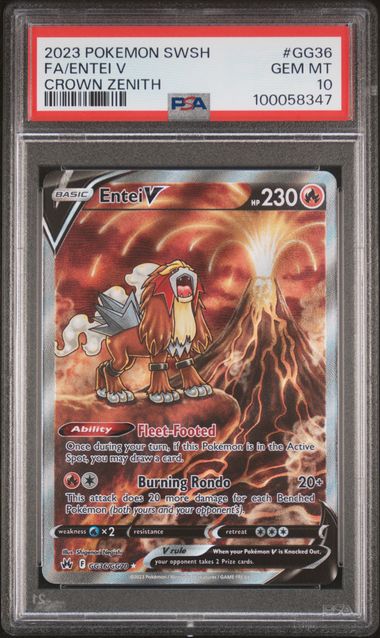 Entei V GG36/GG70 Sword & Shield: Crown Zenith PSA 10 100058347