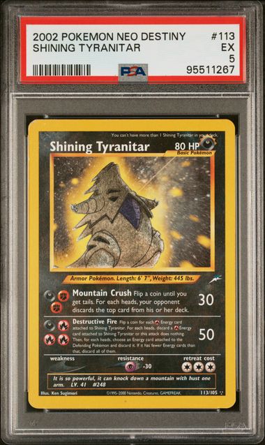 Shining Tyranitar 113/105 Neo Destiny Secret Rare Holo PSA 5 95511267