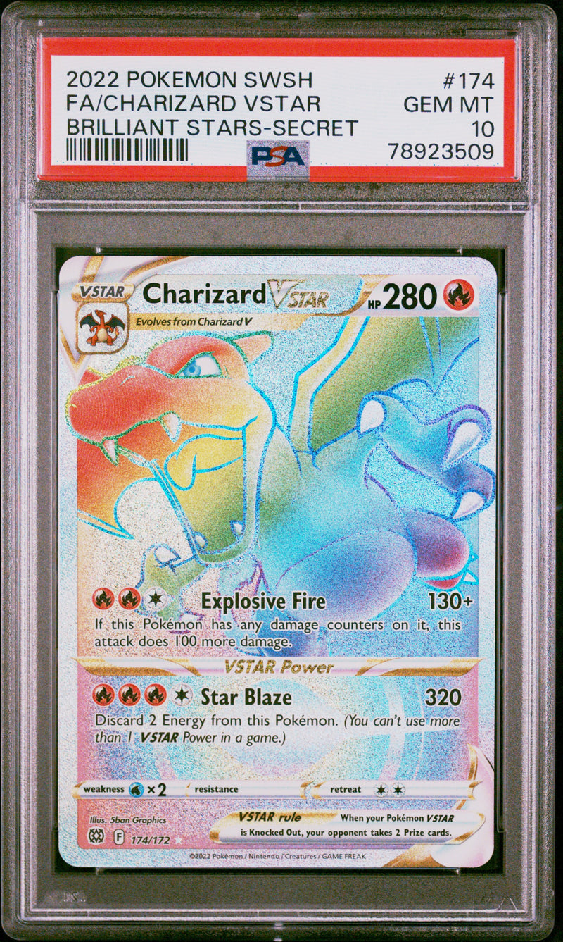 Charizard VSTAR 174/172 Brilliant Stars Rainbow Secret Rare PSA 10 78923509