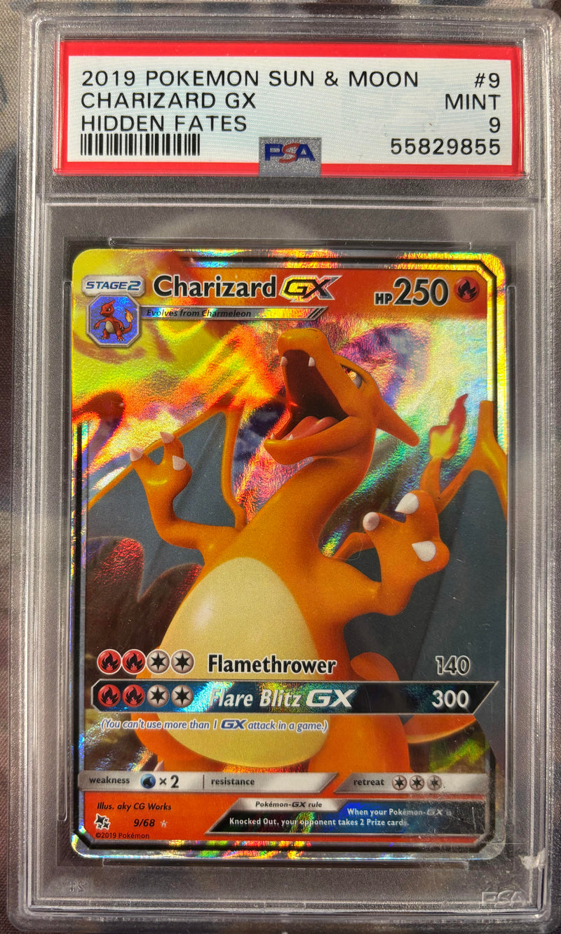 Charizard GX 9/68 Hidden Fates PSA 9 55829855