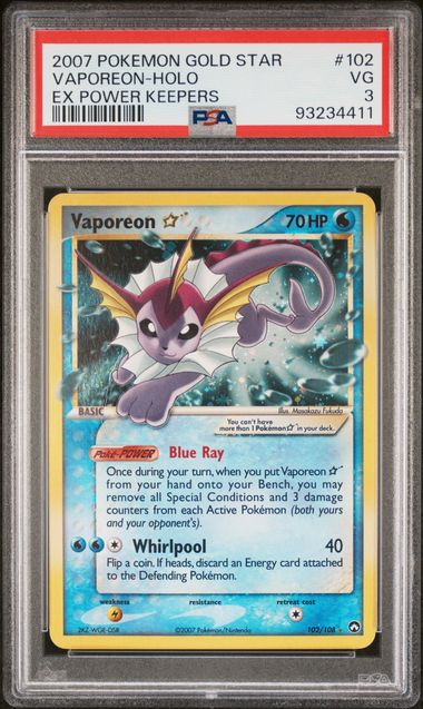 Vaporeon Gold Star 102/108 EX Power Keepers PSA 3 93234411