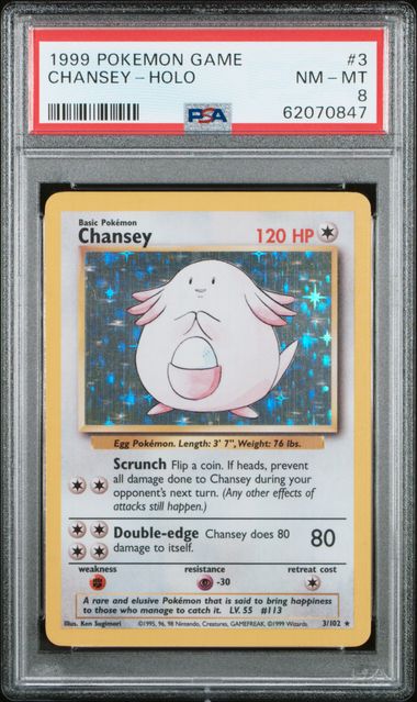 Chansey 3/102 Base Set Unlimited PSA 8 62070847
