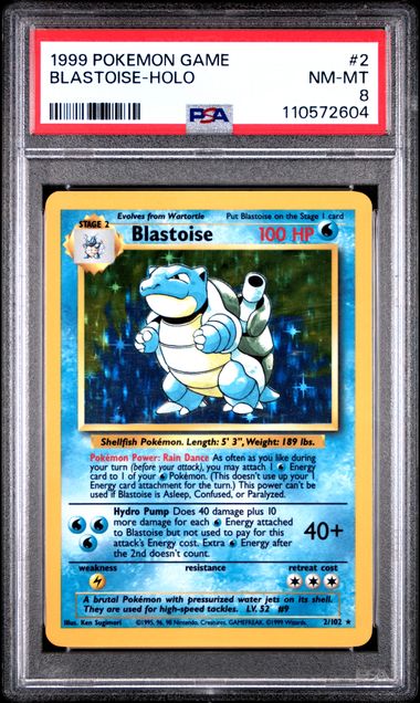 Blastoise 2 Base Set Holo PSA 8 110572604