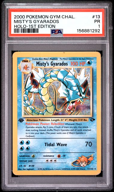 Misty's Gyarados - Holo 13/132 Gym Challenge 1st Edition PSA 1 156881292