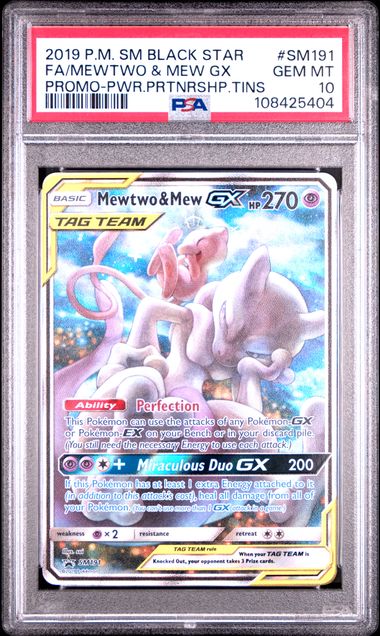Mewtwo & Mew GX SM191 Black Star Promo PSA 10 108425404