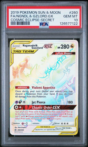 Naganadel & Guzzlord GX 260/236 Cosmic Eclipse PSA 10 126577122