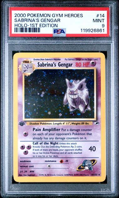 Sabrina's Gengar 14/132 Gym Heroes 1st Edition Holo PSA 9 119926861