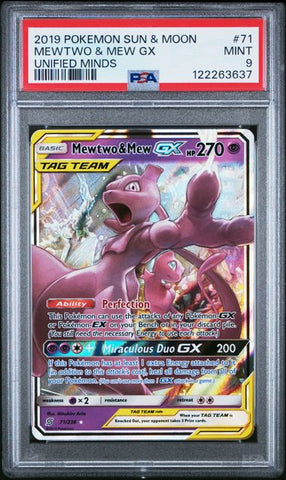 Mewtwo & Mew GX 71/236 Unified Minds PSA 9 122263637