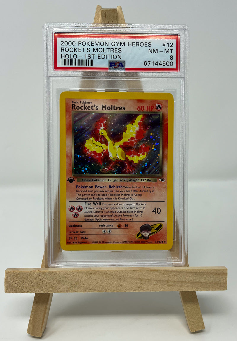 Rocket's Moltres 12/132 1st Edition Gym Heroes PSA 8 67144500